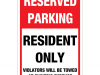 Reserved Parking Resident Only - Parking Regulations Signs